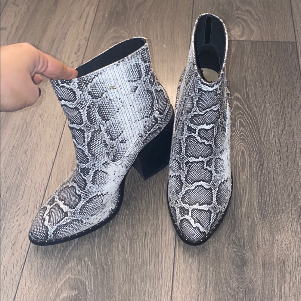 Chinese laundry snakeskin booties